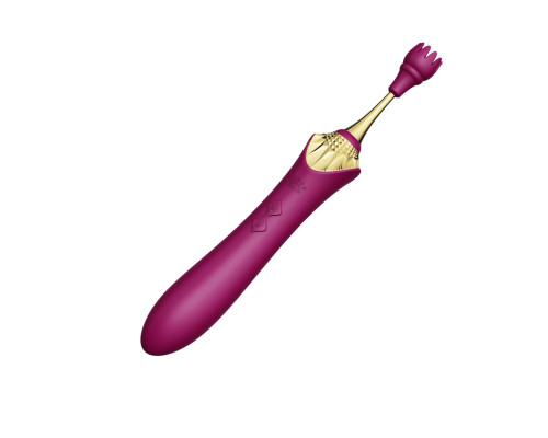 Вагінально-кліторальний вібратор Zalo — Bess Velvet Purple, мультифункціональний із насадками