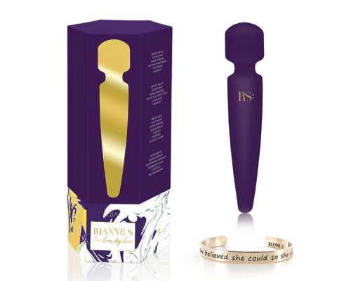 Вібромасажер Rianne S: Bella Mini Wand Purple, 10 режимів роботи, медичний силікон, подарункове пако