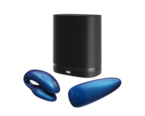 Смарт-вібратор для пар We-Vibe Chorus Cosmic Blue, сенсорне керування вібраціями стисненням пульта