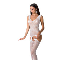 Бодистокинг Passion BS062 white, комбинезон, имитация чулок