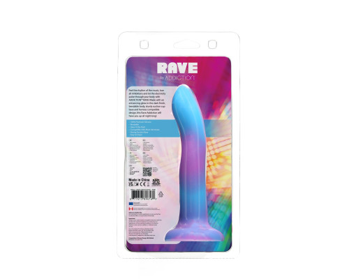 Фалоімітатор, що світиться у темряві, ADDICTION - Rave - 8" Glow in the Dark Dildo - Blue Purple