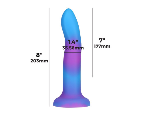 Фалоімітатор, що світиться у темряві, ADDICTION - Rave - 8" Glow in the Dark Dildo - Blue Purple