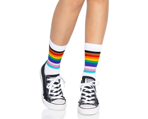 Leg Avenue Pride crew socks Rainbow