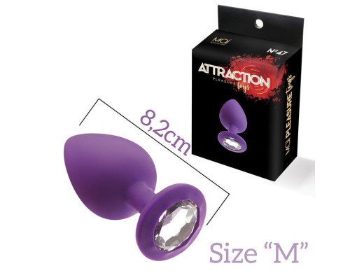 Анальна пробка з кристалом MAI Attraction Toys №48 Purple, довжина 8,2см, діаметр 3,5 см