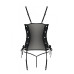 Сітчастий корсет з екошкіри, з люверсами та знімними пажами Malwia Corset black XXL/XXXL — Passion,