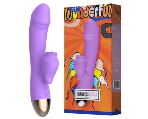 Вібратор-кролик з підігрівом і пустотливим язичком для клітора Leten Wonderful Purple