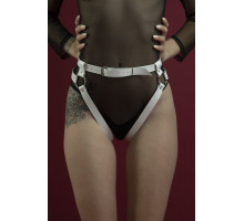 Гартери Feral Feelings - Belt Briefs, трусики, натуральна шкіра, колір білий