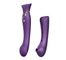 Смартвібратор 3в1 Zalo — Queen Twilight Purple, пульсівна перлина та вакуум, кристал Swarovski