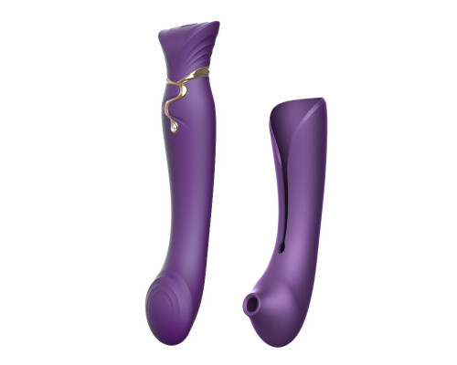 Смартвібратор 3в1 Zalo — Queen Twilight Purple, пульсівна перлина та вакуум, кристал Swarovski