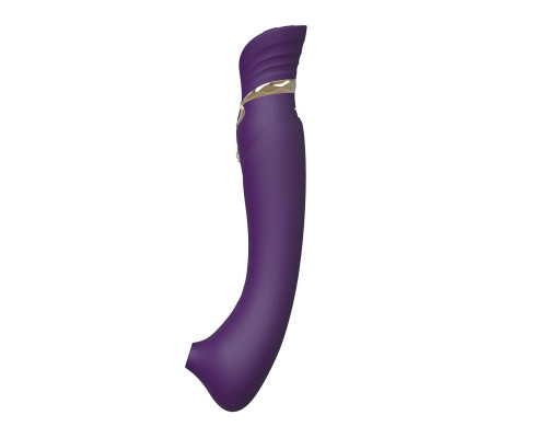 Смартвібратор 3в1 Zalo — Queen Twilight Purple, пульсівна перлина та вакуум, кристал Swarovski