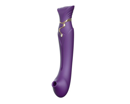 Смартвібратор 3в1 Zalo — Queen Twilight Purple, пульсівна перлина та вакуум, кристал Swarovski