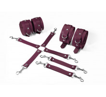 Набор Feral Feelings BDSM Kit 3 Burgundy, наручники, поножи, коннектор