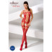 Бодістокінг Passion BS054 red, комбінезон, імітація панчох, відкритий животик