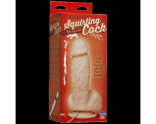 Кінчающий фалоімітатор Doc Johnson The Amazing Squirting Realistic Cock, ПВХ, діаметр 5,1см