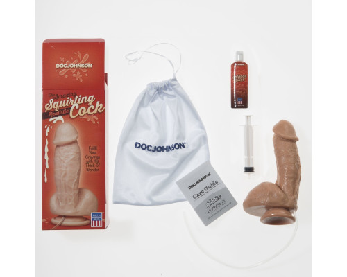 Кінчающий фалоімітатор Doc Johnson The Amazing Squirting Realistic Cock, ПВХ, діаметр 5,1см