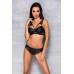 Комплект з еко-шкіри та мережива Loona Set black L/XL - Passion, бра і трусики