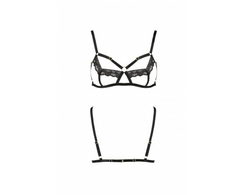 Бюстгальтер-стрепи з мереживом SOLON BRA black L/XL - Passion Exclusive