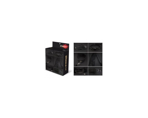 Набір MAI BDSM STARTER KIT Nº 75 Black: батіг, кляп, наручники, маска, нашийник, мотузка, затис