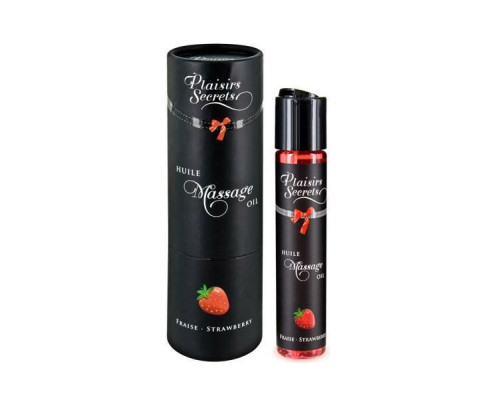 Масажна олія Plaisirs Secrets Strawberry (59 мл) з афродизіаками, їстівна, подарункова упаковка