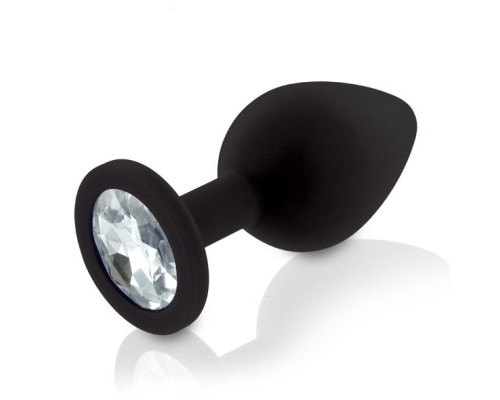 Набір силіконових анальних пробок із кристалом Rianne S: Booty Plug Set Black, діаметр 2,7см, 3,5см,