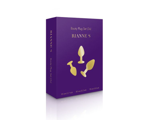 Набір силіконових анальних пробок із кристалом Rianne S: Booty Plug Set Black, діаметр 2,7см, 3,5см,