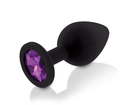 Набір силіконових анальних пробок із кристалом Rianne S: Booty Plug Set Black, діаметр 2,7см, 3,5см,