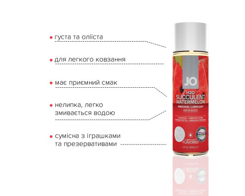 Змазка на водній основі System JO H2O — Watermelon (60 мл) без цукру, рослинний гліцерин