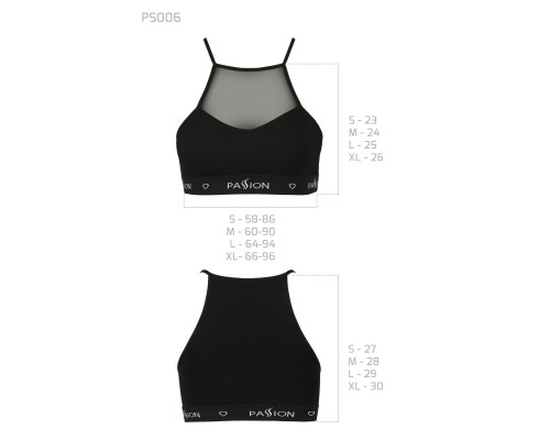 Спортивний топ з прозорою вставкою Passion PS006 TOP black, size M