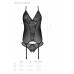 Корсет із пажами, трусики з ажурним декором та відкритим кроком Ursula Corset black S/M — Passion
