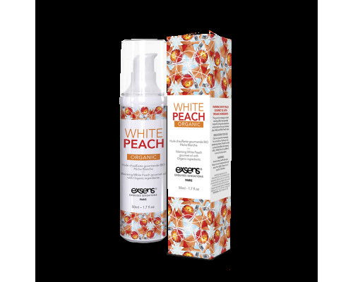 Масажна олія EXSENS Organic White Peach 50мл розігріває, без цукру, без парабенів, їстівна