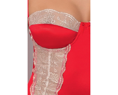 Сорочка приталена з чашечками LORAINE CHEMISE red L/XL - Passion Exclusive, трусики