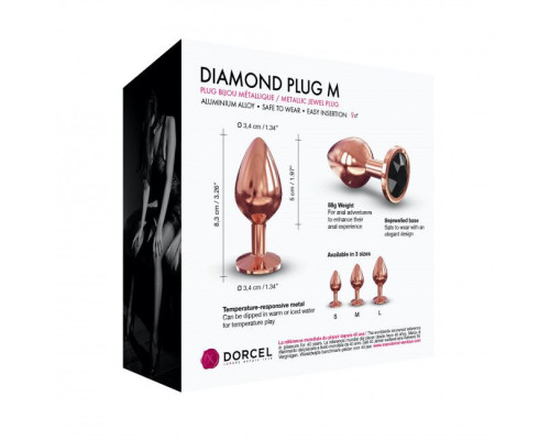 Металева анальна пробка із прикрасою у вигляді кристалу Dorcel - Diamond Plug M