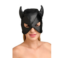 Маска Master Series Dungeon Demon Bondage Mask with Horns - Black