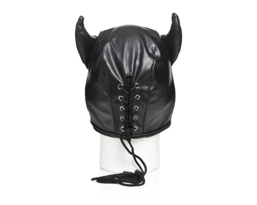 Маска Master Series Dungeon Demon Bondage Mask with Horns - Black