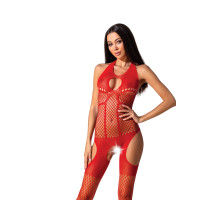 Бодистокинг с имитацией чулок Passion BS079 red