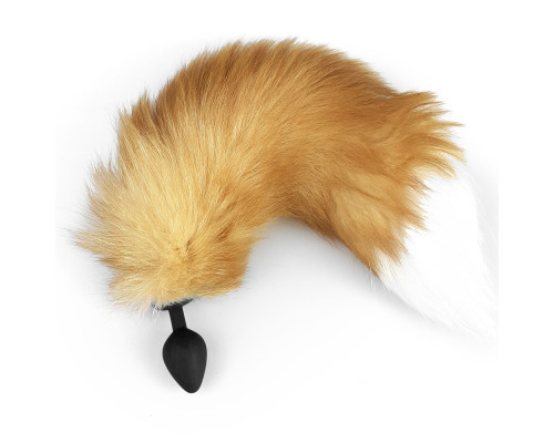 Силіконова анальна пробка з хвостом із натурального хутра Art of Sex size M Foxy fox