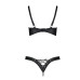 Комплект з екошкіри CELINE BIKINI black XXL/XXXL — Passion: відкритий бра зі стрічками, стрінги