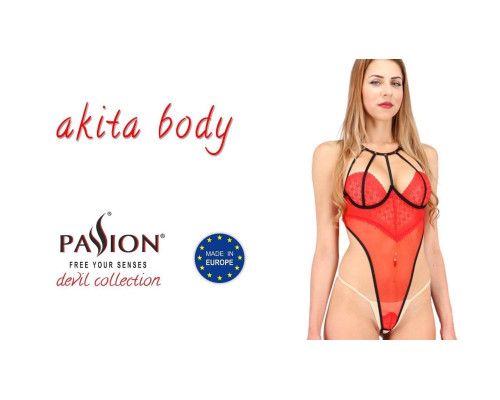 Боді з високим вирізом стегна AKITA BODY red L/XL - Passion Exclusive