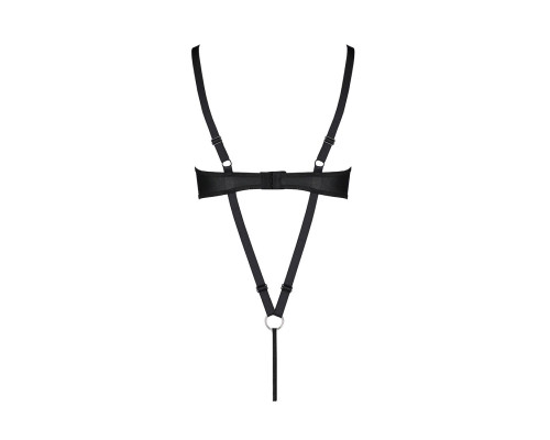 Боді з екошкіри CELINE BODY black XXL/XXXL — Passion: з доступом, відкритий