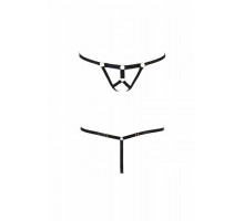 Трусики-стрінги зі стреп ARMANDA THONG black S/M - Passion Exclusive