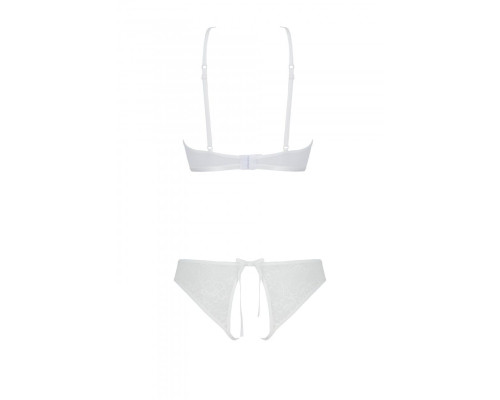 Комплект: бра, трусики з ажурним декором та відкритим кроком Ursula Set white XXL/XXXL — Passion