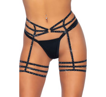 Leg Avenue Rhinestone garter strapps OS Black