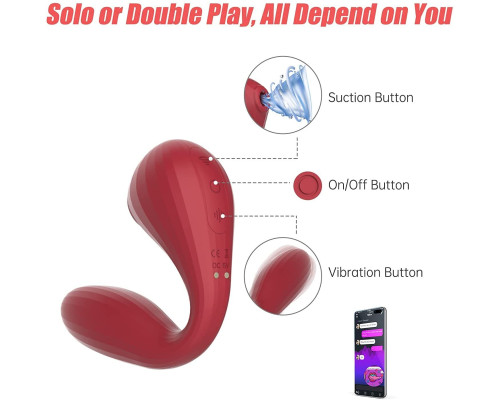 Вакуумний вагінально-кліторальний стимулятор Magic Motion Bobi Red, керування зі смартфона