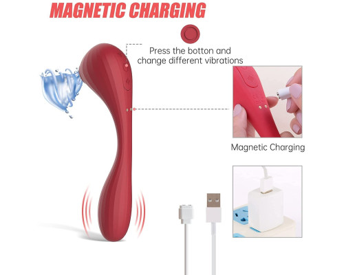 Вакуумний вагінально-кліторальний стимулятор Magic Motion Bobi Red, керування зі смартфона