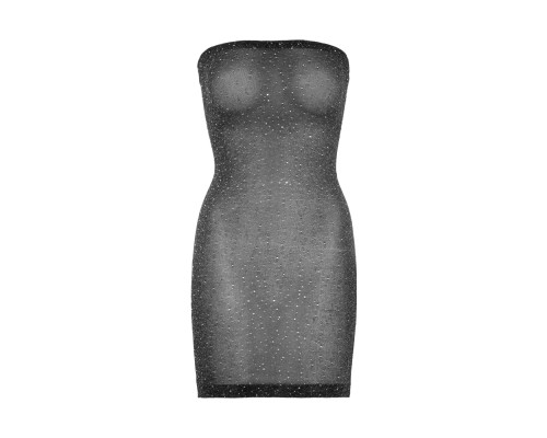 Leg Avenue Shimmer Sheer rhinestone tube dress OS Black/Silver