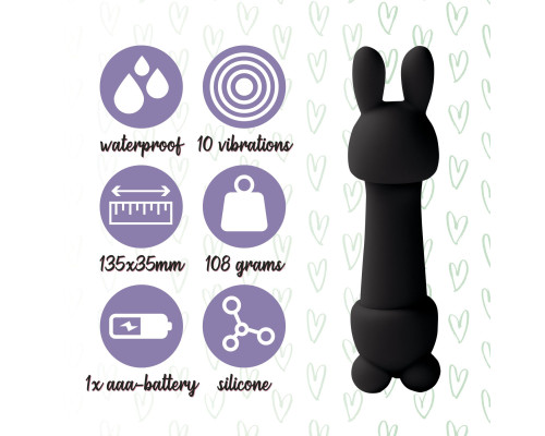 Міні-вібратор FeelzToys Mister Bunny Black з двома насадками
