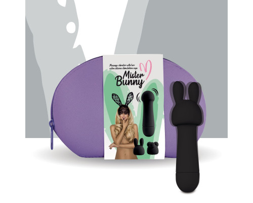 Міні-вібратор FeelzToys Mister Bunny Black з двома насадками