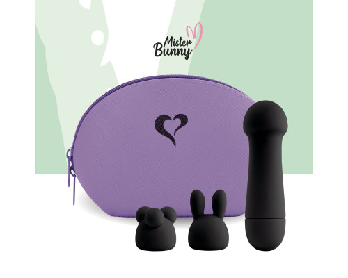 Міні-вібратор FeelzToys Mister Bunny Black з двома насадками