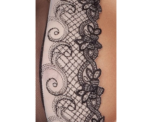 (SALE) Прозорий пеньюар BRASILIANA PEIGNOIR black XXL / XXXL - Passion Exclusive, трусики