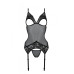 Корсет із підв’язками та ажурним ліфом Christa Corset black S/M — Passion, стрінги в комплекті